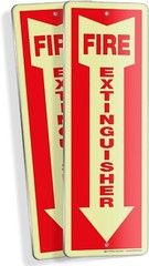 2 Pack Fire Extinguisher Sign 4×12 Inch 100% Rust Free 040 Aluminum Glow in Dark