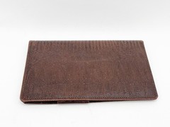 Vintage Day-Timer Senior Size Wallet Organizer Pig Skin Lizard Texture Brown MJD