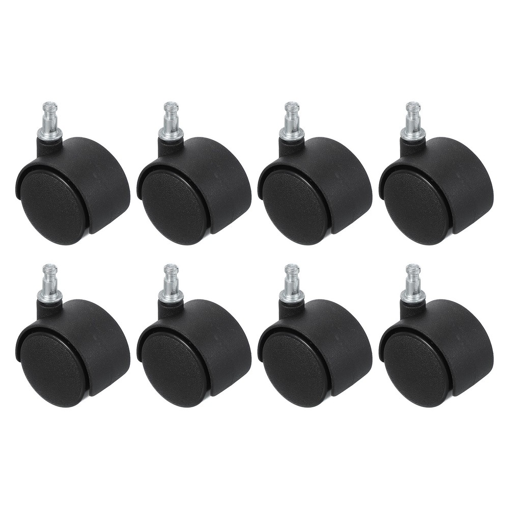 8Pcs 1.5″ Nylon Office Chair Wheels Black Grip Neck Stem