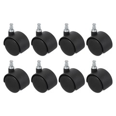 8Pcs 1.5″ Nylon Office Chair Wheels Black Grip Neck Stem