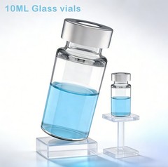 100/500/1000PCS 10ml Glass Vials Sample Vials w/20mm Crimp Top Clear Flat Bottom