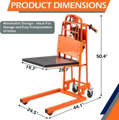 Material Lift Winch Stacker with Casters, 500 Lbs Capacity, 35″ Max Lift Height