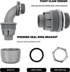 1 Inch Liquid Tight Connector PVC Flexible Conduit Connector, 180 Degree and 90