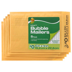 Duck Brand Kraft Bubble Mailers: 10-1/2 in. x 15 in. (Yellow) [5 Items]