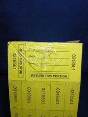 500 Yellow Chinese Tickets – “Hold This Stub” OR “Buyer’s Name, Email & Phone” –
