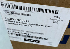 Carrier/Bryant Filter Cart 2 Pack AC/Furnace Filter Merv 8 20x20x4 FILXXFNC0021