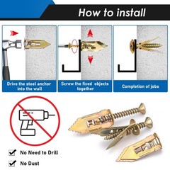 160Pcs Drywall Anchors Screws Expansion Heavy Duty Zinc Plated Steel 12x30mm