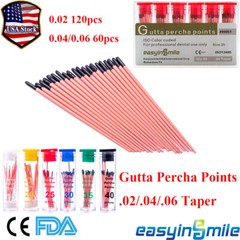 Dental Gutta Percha Points Endodontic .02/.04/.06 Taper Root Canal #15-#40 Endo