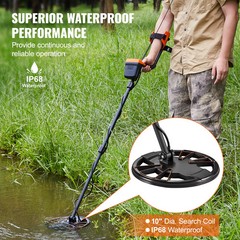 VEVOR 7 Modes Metal Detector for Adults & Kids Waterproof with LCD Display Stem