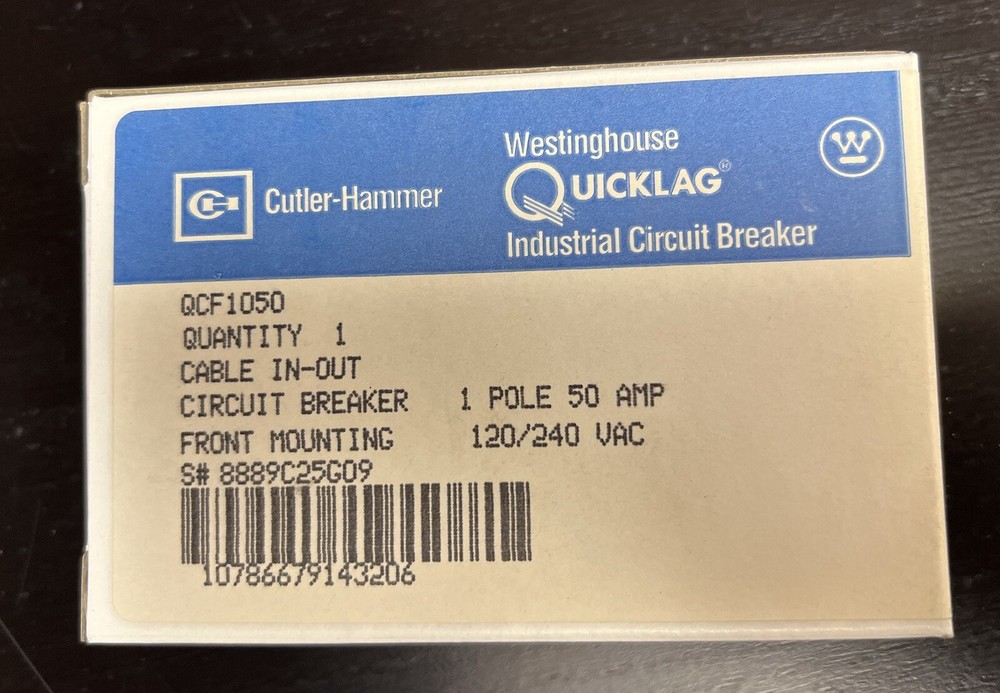1- Culter-Hammer QCF1050 Circuit Breaker (New In Box) Multiple Available
