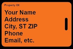 Personalized Safety Orange FIRST AID KIT Luggage/Bag Tag