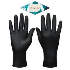 Black Reusable Latex Gloves for Salon Hair Color Dye and Daily Use Medium Size