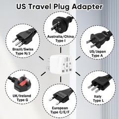 3 Pack US Travel Plug Adapter- EU, UK, AU, CN, JP, Italy, Brazil to American …