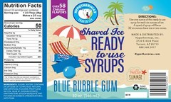 Hypothermias BLUE BUBBLE GUM Flavor Syrup 🍧 Snow Cone machine Shaved Ice QUART
