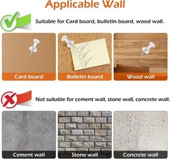 200 Pcs Push Pins Tacks, Thumb Tacks for Wall, Clear Plastic Head, Steel Point