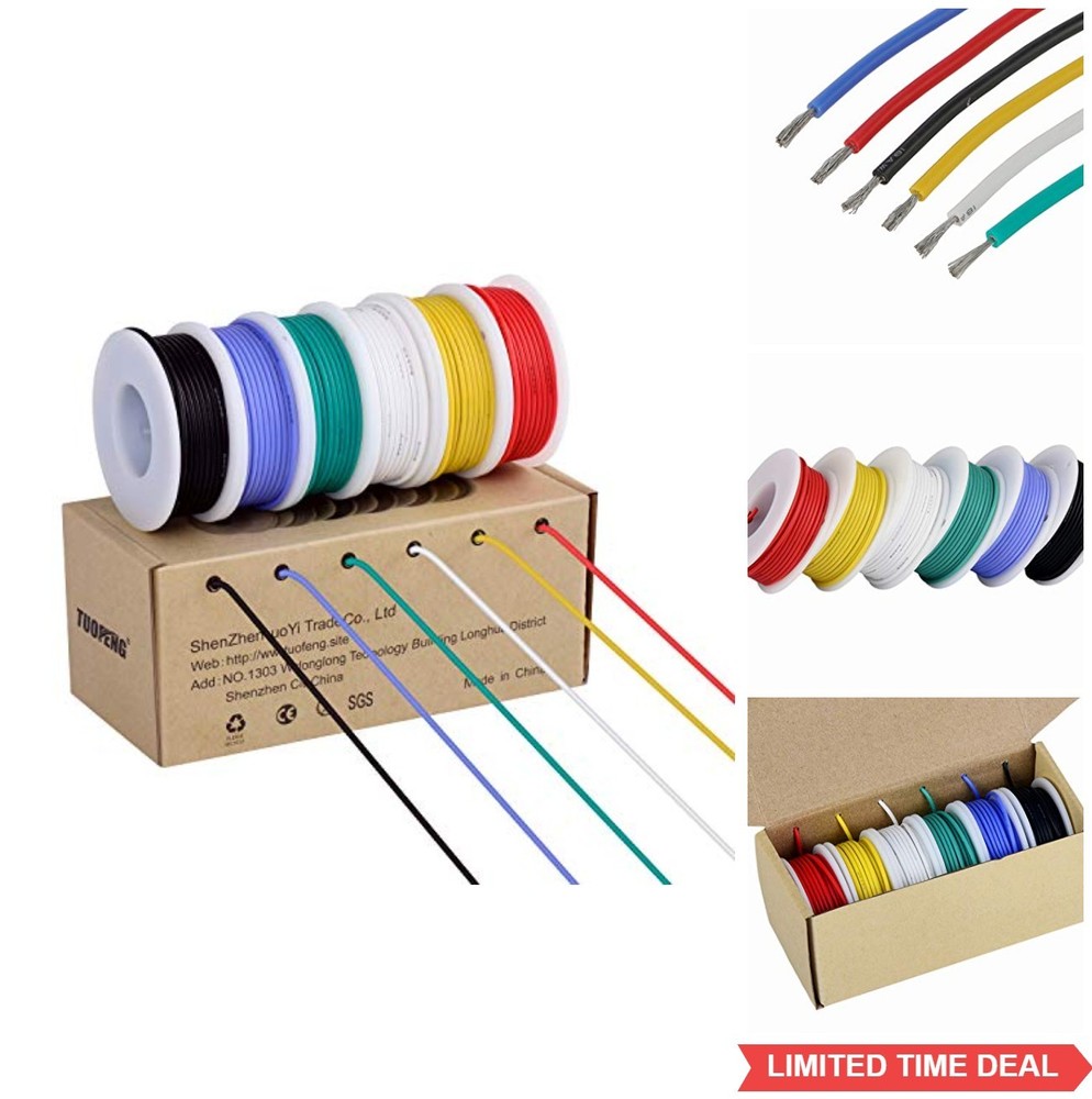 18 AWG Silicone Wire Kit 6 Colors 13.2ft Each Stranded Tinned Copper 600V