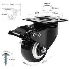 4PCS Heavy Duty Dolly hand truck Caster Wheels With Brake Top Plate 2 Inch