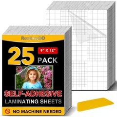 25 Pack Self Adhesive Laminating Sheets, 9 X 12 Inch, Clear Sticker Laminate She