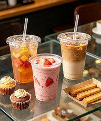 Ginkgo 50 Pack 16 Oz Clear Plastic Cups with Lids and Straws, Leak-Proof