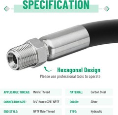 12PCS Hydraulic Hose End Fitting 1/4″ Hose x 3/8″ NPTF Male w/ Protection Cover