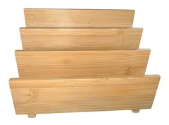 UBrands Bamboo Desk File Folder Organizer Paper 4 Slots Home Office Storage