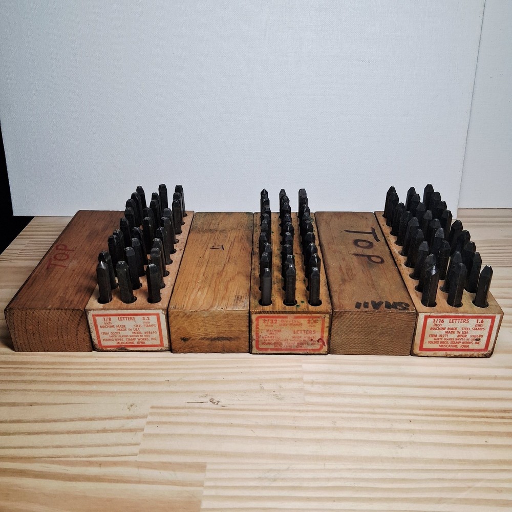 Three Young Bros. Stamp Works Letters 1/16″ 1.6mm – 3/32″ 2.4mm – 1/8″ 3.2mm