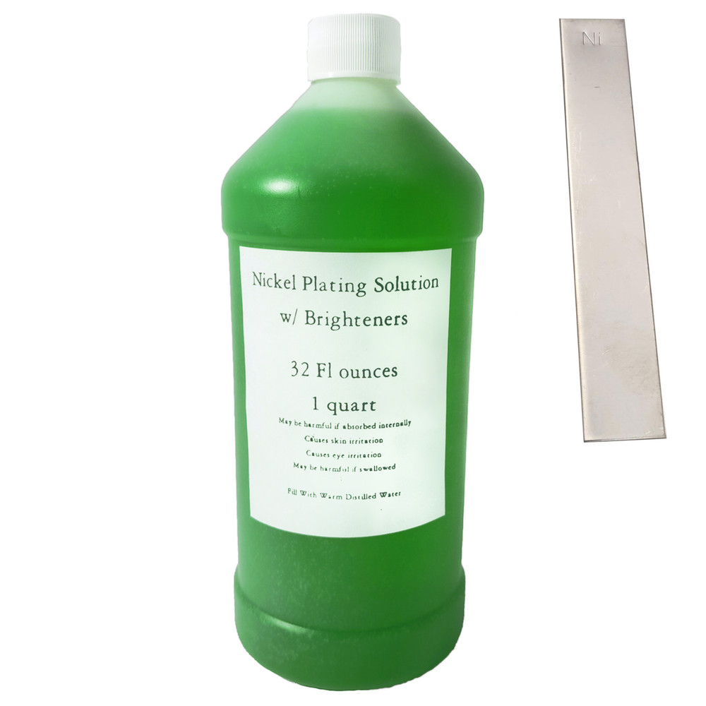 32oz Nickel Plating Solution with Anode & Brighteners, Electroplating, 1 Quart