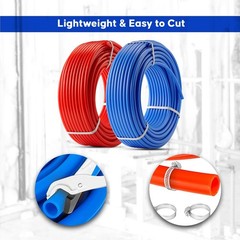 2 Rolls 1/2 Inch PEX B Tubing 50ft Blue & Red – Non-Barrier Radiant Heating Pipe