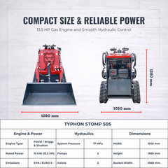 TYPHON STOMP 505 Mini Skid Steer Loader Tracked Hydraulic 13.5HP B&S 420cc Gas