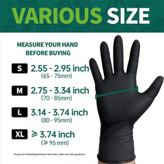 Supmedic Vinyl Disposable Exam Gloves, Black 4Mil Powder-Free Latex-Free Medical