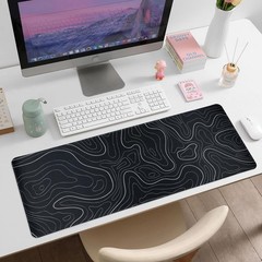 Gaming Mouse Pad Large 31.5 x 11.8in Topographic 11.8″ x 31.5″, Black
