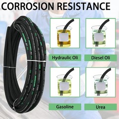 1/2″ x 50 ft Hydraulic Hose 3988 PSI 2 Steel Wire Braid Rubber Flexible Hose