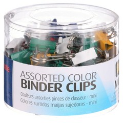 Mini Binder Clips 60 Count Assorted Colors Storage Tub 1/4 Inch Capacity Metal