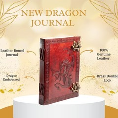 Handmade Leather Journal–5x7Sketchbook,200 Unlined Pages|B1G1 Free+Free Shipping