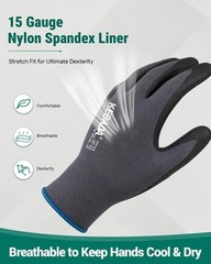 Lightweight 12-Pair Foam Nitrile Coated Work Gloves – Superior Comfortable Grip