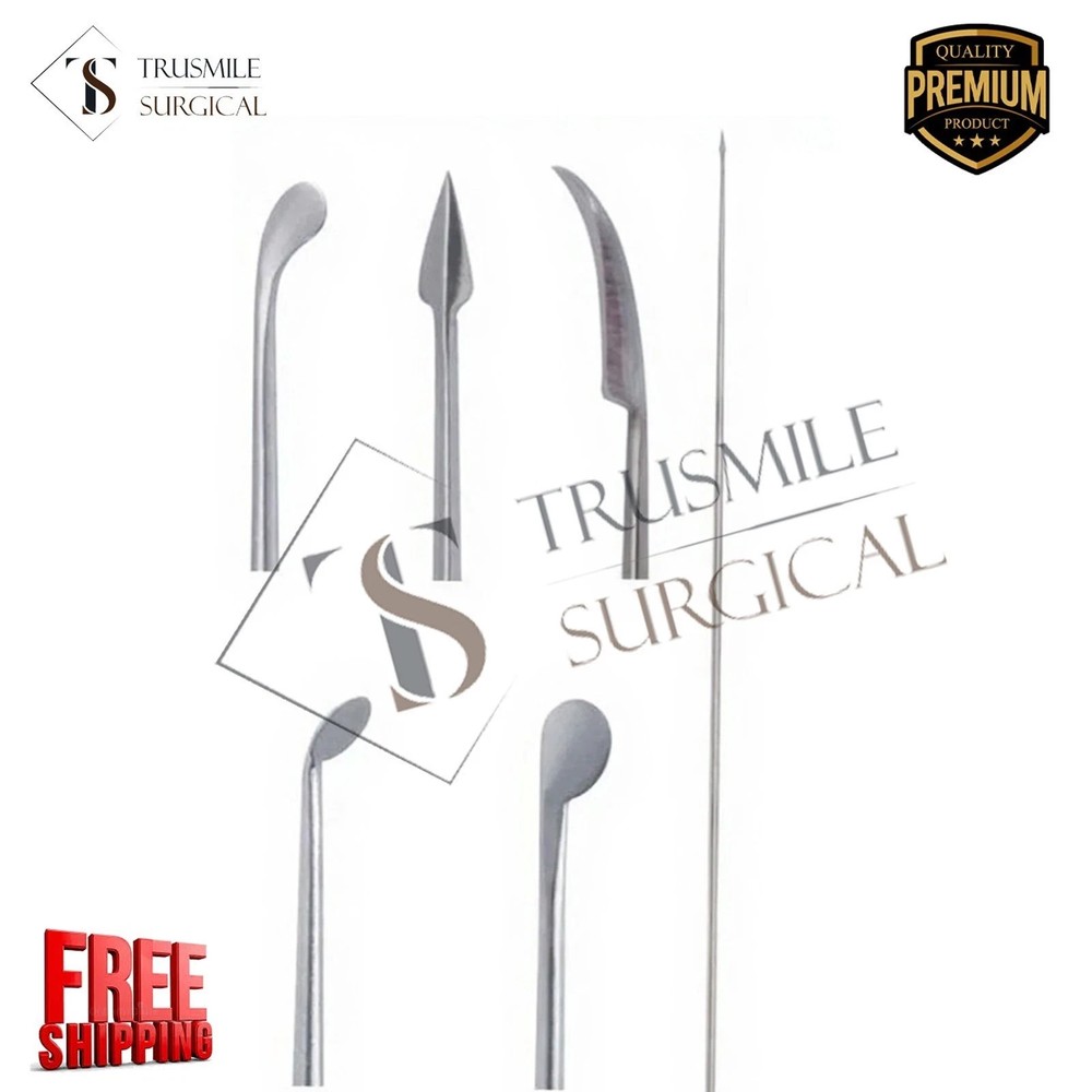 Set of 5 Pcs ENT Micro Laryngeal Forceps Laryngeal Knife Round 30Degrees Curved