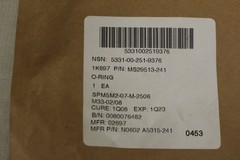 O-Ring, MS29513-241, PX1775-241,109A903180, GS570EM241, 5331-00-251-9376, New