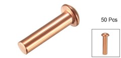 50 Pcs 1/8inch x 15/32inch Round Head Copper Solid Rivets Fasteners