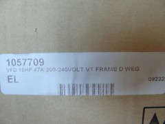 WEG AC VARIABLE FREQUENCY DRIVE CFW500D47P0T2DB20G2 15HP 47A 200-240V VT FRAME
