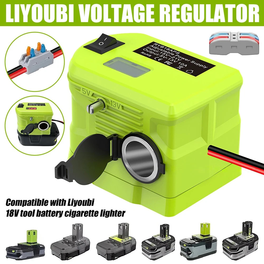 DC 18V-12V Step Down Converter Adapter Cigarette Lighter for Ryobi 18V BatteryJQ