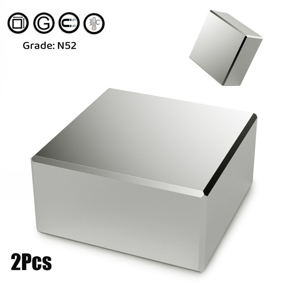 2pcs N52 Super Strong Large Grade Neodymium Large Block Rare Earth 40x40x20mm US