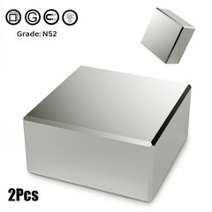 2pcs N52 Super Strong Large Grade Neodymium Large Block Rare Earth 40x40x20mm US