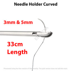 ELEVEXA Laparoscopy Curved Needle Holder TC 3mm 33cm & 5mm 33cm Laparoscopic