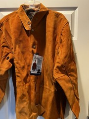 Steiner 9215-XL Welding Work Jacket Brown Leather Cowhide Snaps Studs Heavy