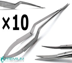 10 Pcs New Micro Scissors 7.5″ Yasargil Sharp/Sharp Curved Surgical Instruments