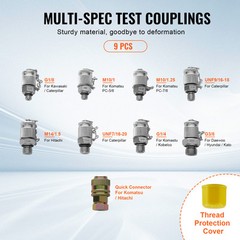 Hydraulic Pressure Test Kit 3 Gauges 9 Test Couplings 3 Test Hoses Case