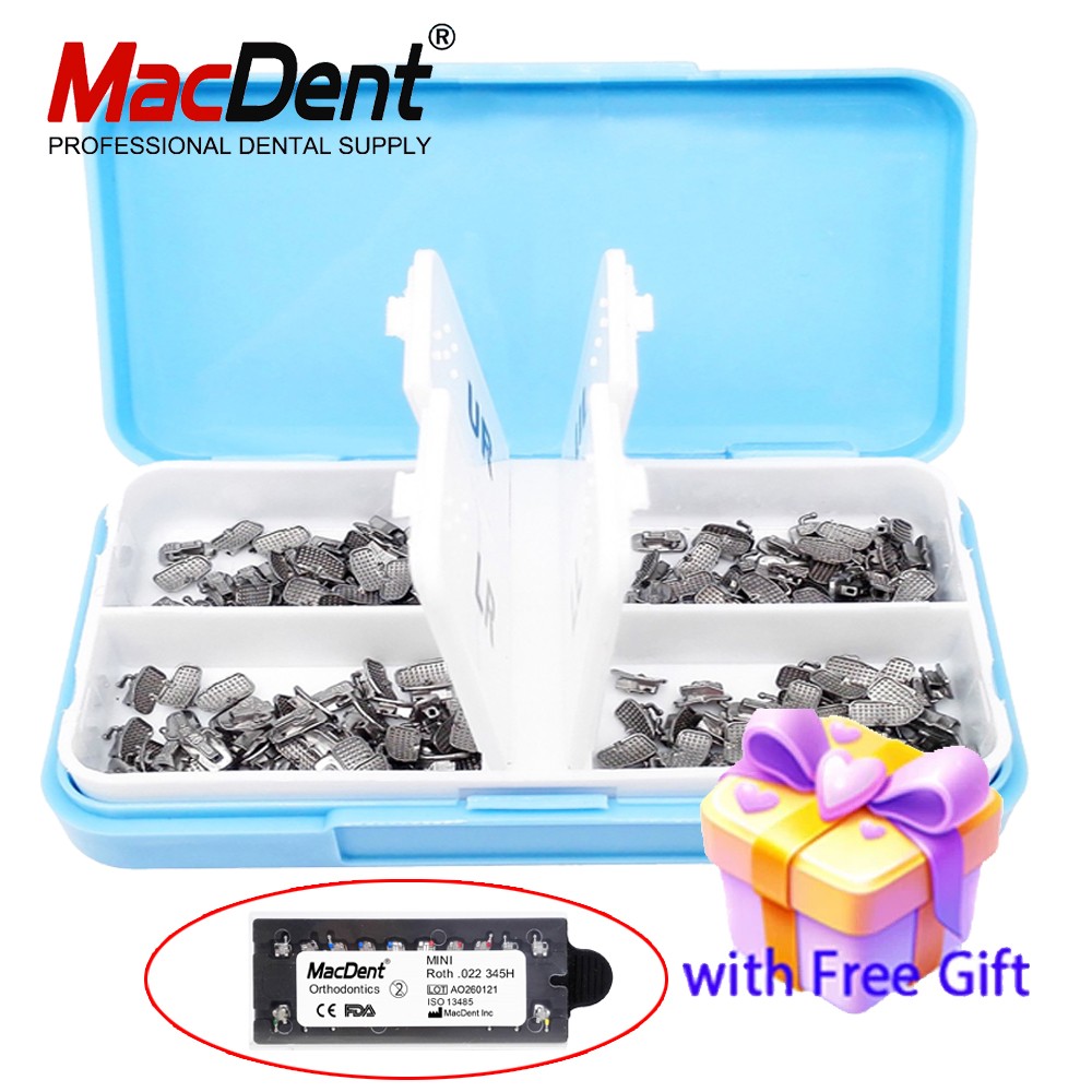200Pcs MacDent Dental Orthodontic Sgl Buccal Tube Roth.022 1st Molar Non-Conv