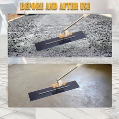 Long Handle Concrete Trowel Cement Surface Smoothing Tool w/ Finishing Shoes NEW