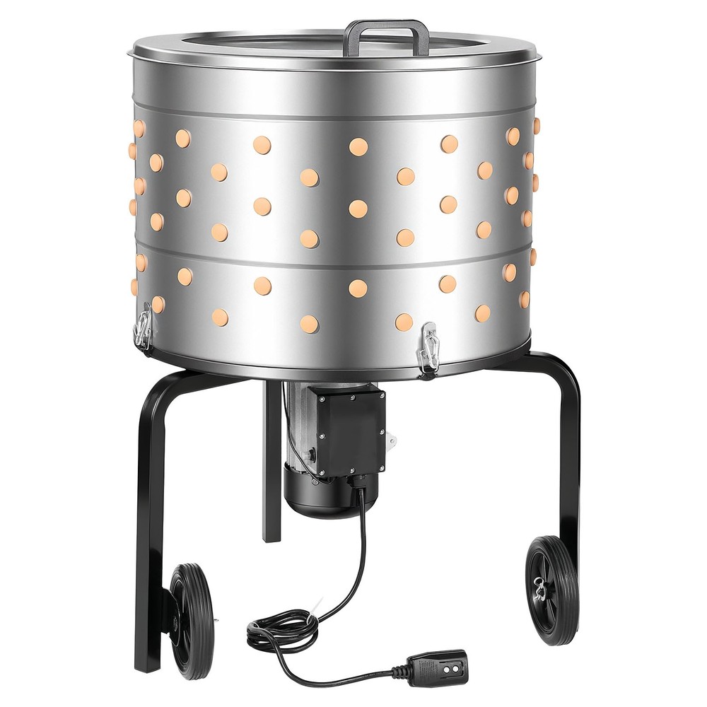 Uimoso 25.6″ Electric Poultry Plucker Machine 1200W, 275RPM, 158 Fingers, Wheels