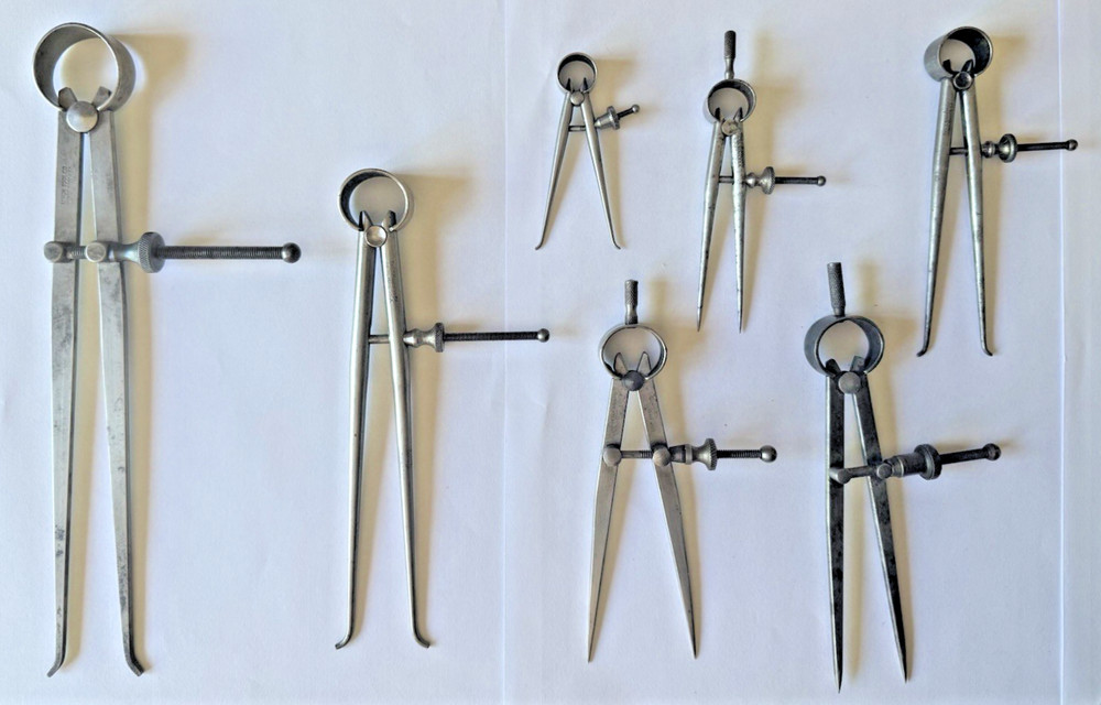 Vintage Spring Divider Machinist Tools USA UNION LS STARRET SAMPSON LUFKIN LOT